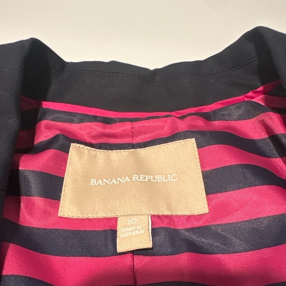 Banana Republic Women’s Tailored Blazer Jacket Size 10 Black Pink Striped Lining - Picture 2 of 7